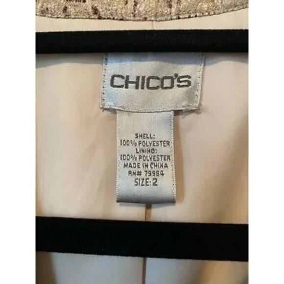 Chicos Womens Jacket Brown Alligator Print Zip Up Lined Flap Pockets L/12 NWOTs - Picture 6 of 7